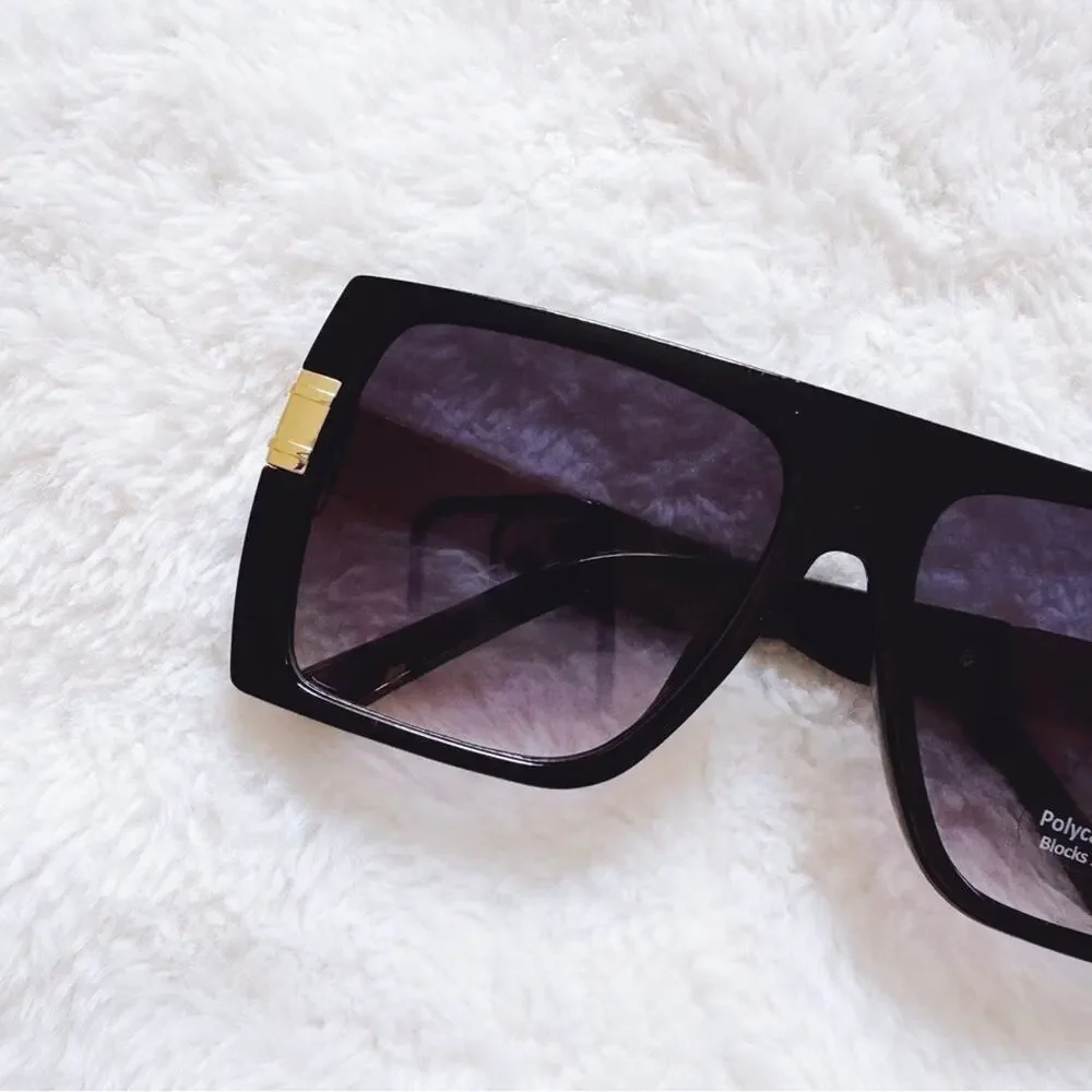 Inez Black Oversized Square Sunglasses